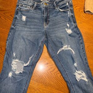 Old Navy Women's Distressed Super Skinny Jeans - Blue